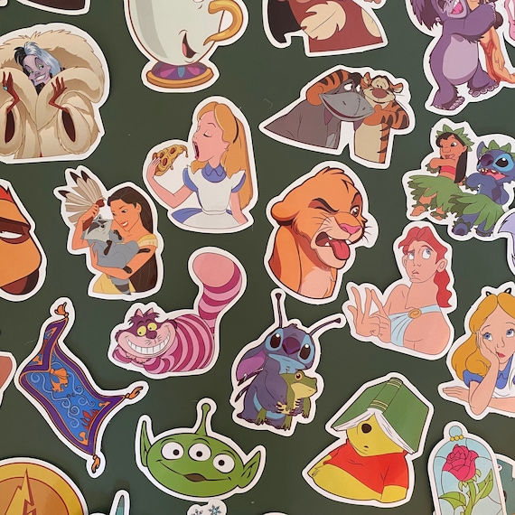 50 Stickers Pack Disney Vinyl Stickers Bundle Funny Stickers Pack Stickers  Lilo Stitch Alice in Wonderland the Lion King 