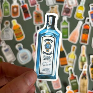 55 adesivi per bottiglie di alcol - Champagne - Gin - Limoncello - Whiskey - Martini - Pacchetto adesivi in vinile - Pacchetto adesivi divertenti - Adesivi