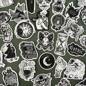 50 Stickers Gothic dark squelettes  - Vinyle stickers bundle- Funny stickers pack- autocollants