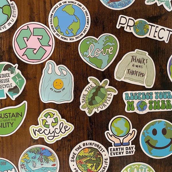 Stickers  écologie - Vinyle stickers bundle- Funny stickers pack- autocollants