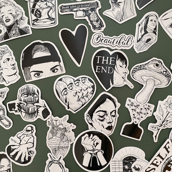 Lot 50 Stickers romantic Dark - Vinyle stickers bundle- Funny stickers pack- autocollants ordinateur, gourde, valise, voiture