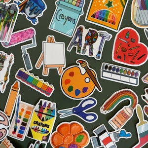 50 adesivi per artisti fai-da-te - Pacchetto adesivi in vinile - Pacchetto adesivi divertenti - adesivi - acquerello - pittura - tavolozza di colori
