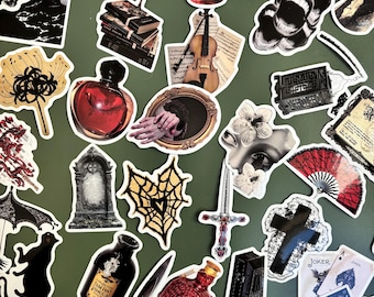 50 klistermärken mörk estetik - gotisk - svart - Vinylklistermärkespaket - Roliga klistermärkenpaket - klistermärken