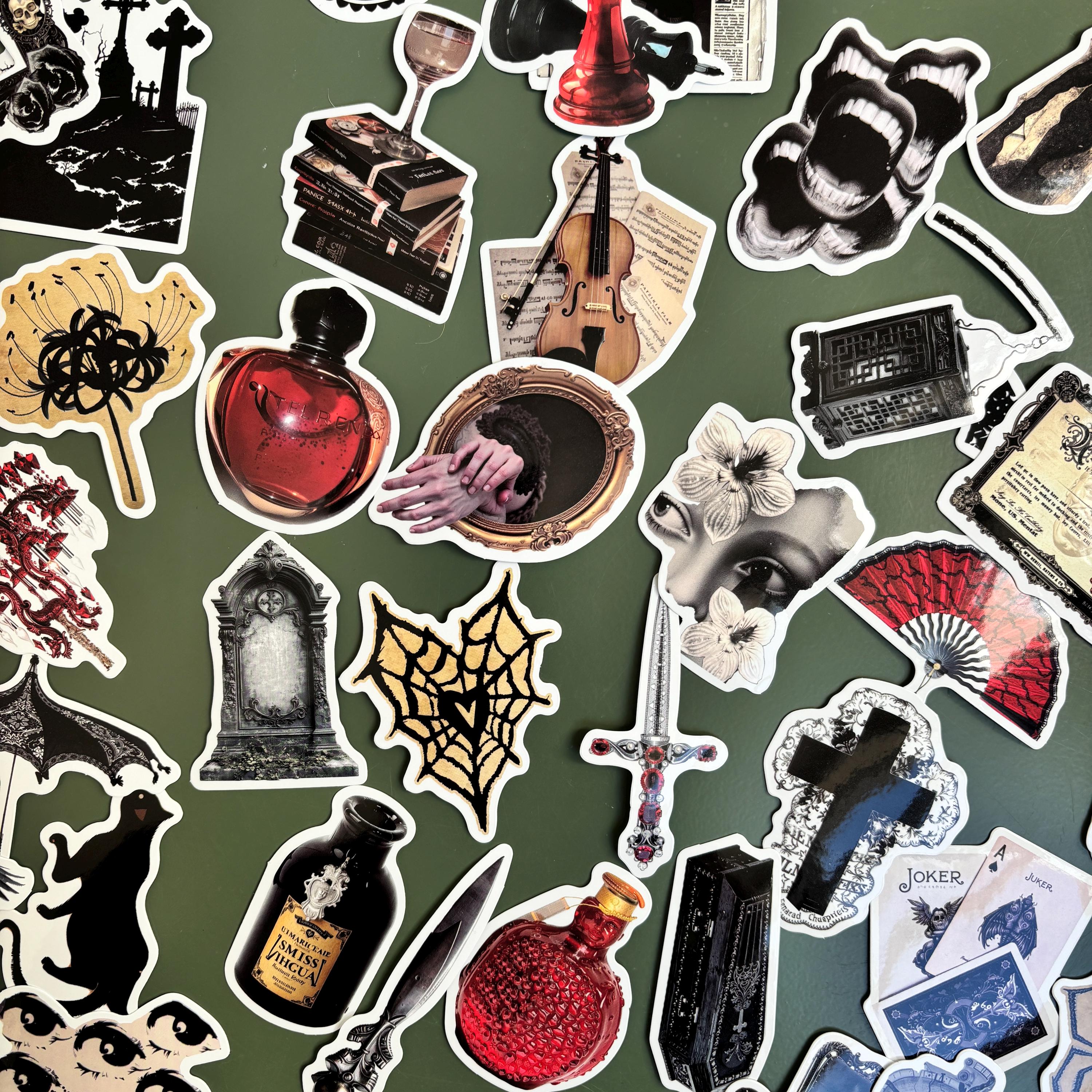 50 Stickers Dark Aesthetic - Gothic - Black - Vinyl Stickers Bundle ...