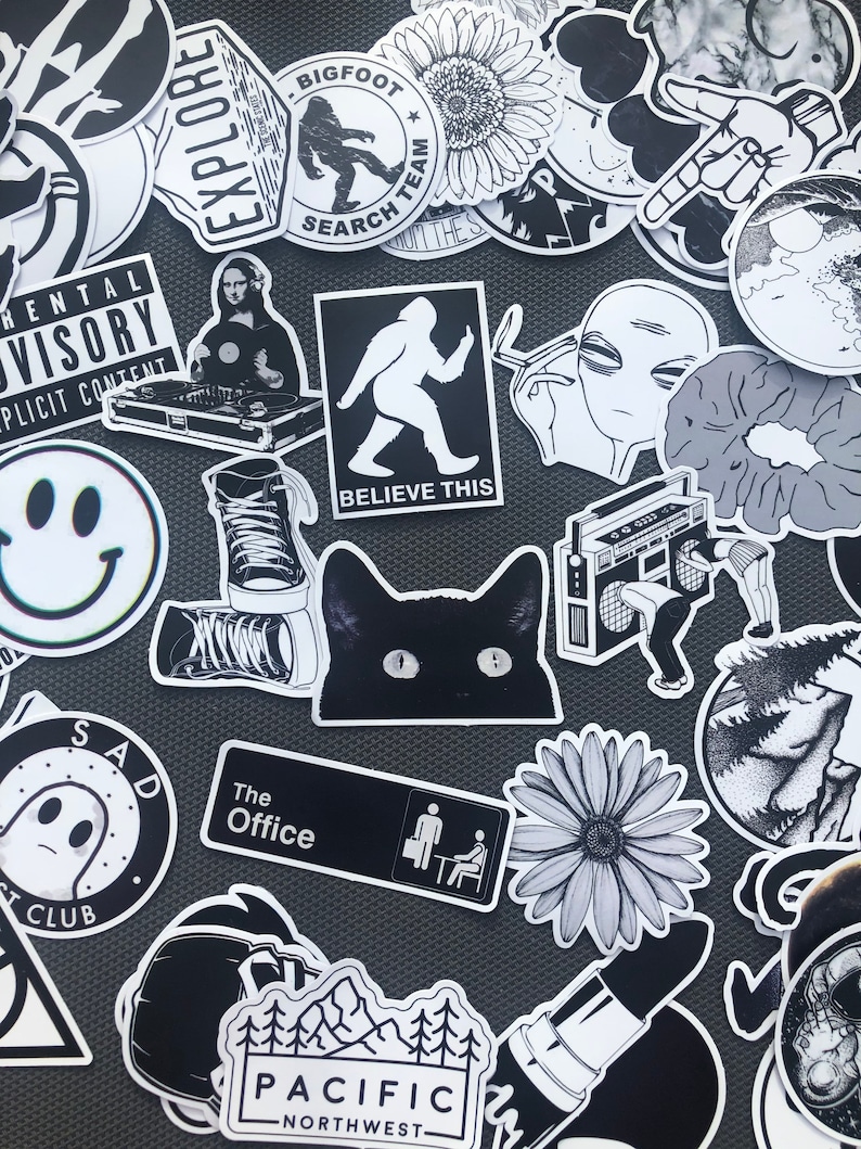 Black and White Stickers Vinyl Stickers Bundle Funny Etsy