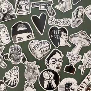 Stickers  darkness romantic noir et blanc - Vinyle stickers bundle- Funny stickers pack- autocollants