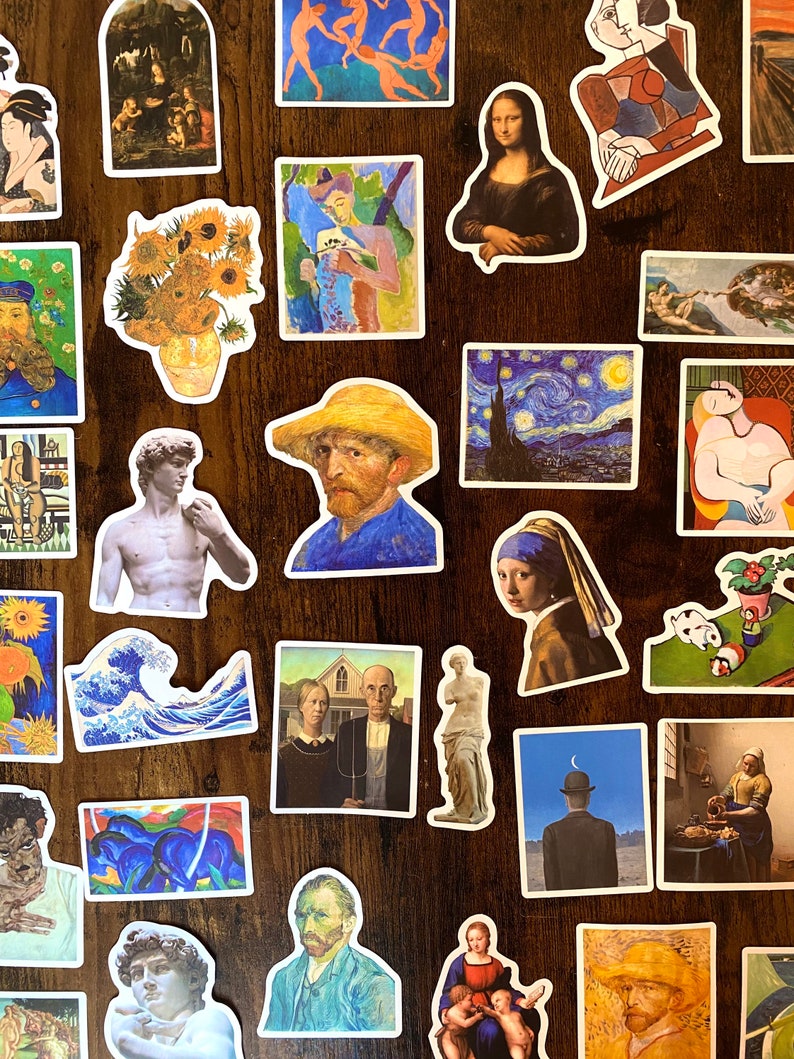 Pacchetto da 50 adesivi Arte e dipinti Pacchetto adesivi in vinile Pacchetto adesivi divertenti adesivi immagine 1