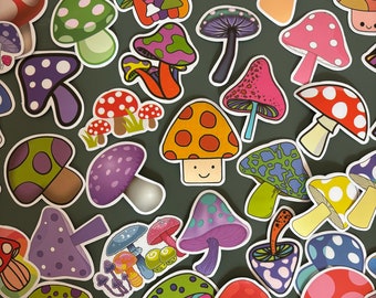 50 pegatinas de hongos - Psicodélico - hongos - Amanita - colorido - pegatinas - Paquete de pegatinas de vinilo- Paquete de pegatinas divertidas