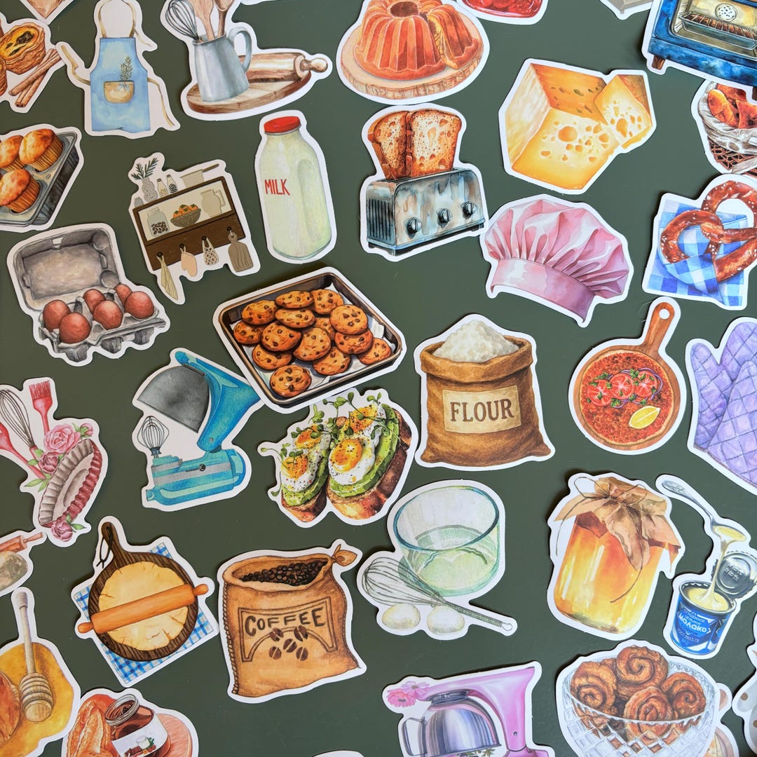 50 Pastry Stickers - Bakery - Cooking - Cuisine - Vinyl Stickers Bundle ...