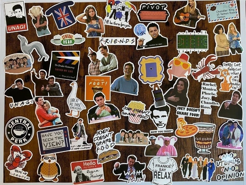 50 Stickers Theme Theme Friends, Joey, Chandler / for bullet journal, car, computer, phone - Vinyl / waterproof 