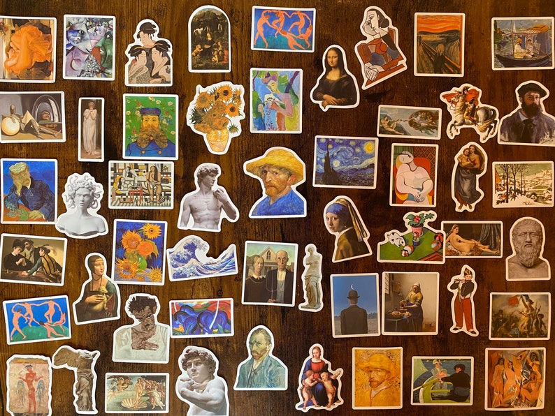 Pacchetto da 50 adesivi Arte e dipinti Pacchetto adesivi in vinile Pacchetto adesivi divertenti adesivi immagine 2