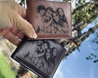 Photo Wallet for Him - Custom Picture Inside Engraved Birthday Gift for Dad, Husband, Boyfriend
