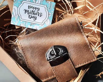 Personalisierte Damen Geldbörse aus Vegan Leder, Geldbörse mit Monogramm Reißverschluss