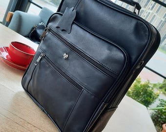 Personalized Leather Men’s Satchel / Convertible Briefcase Messenger Bag