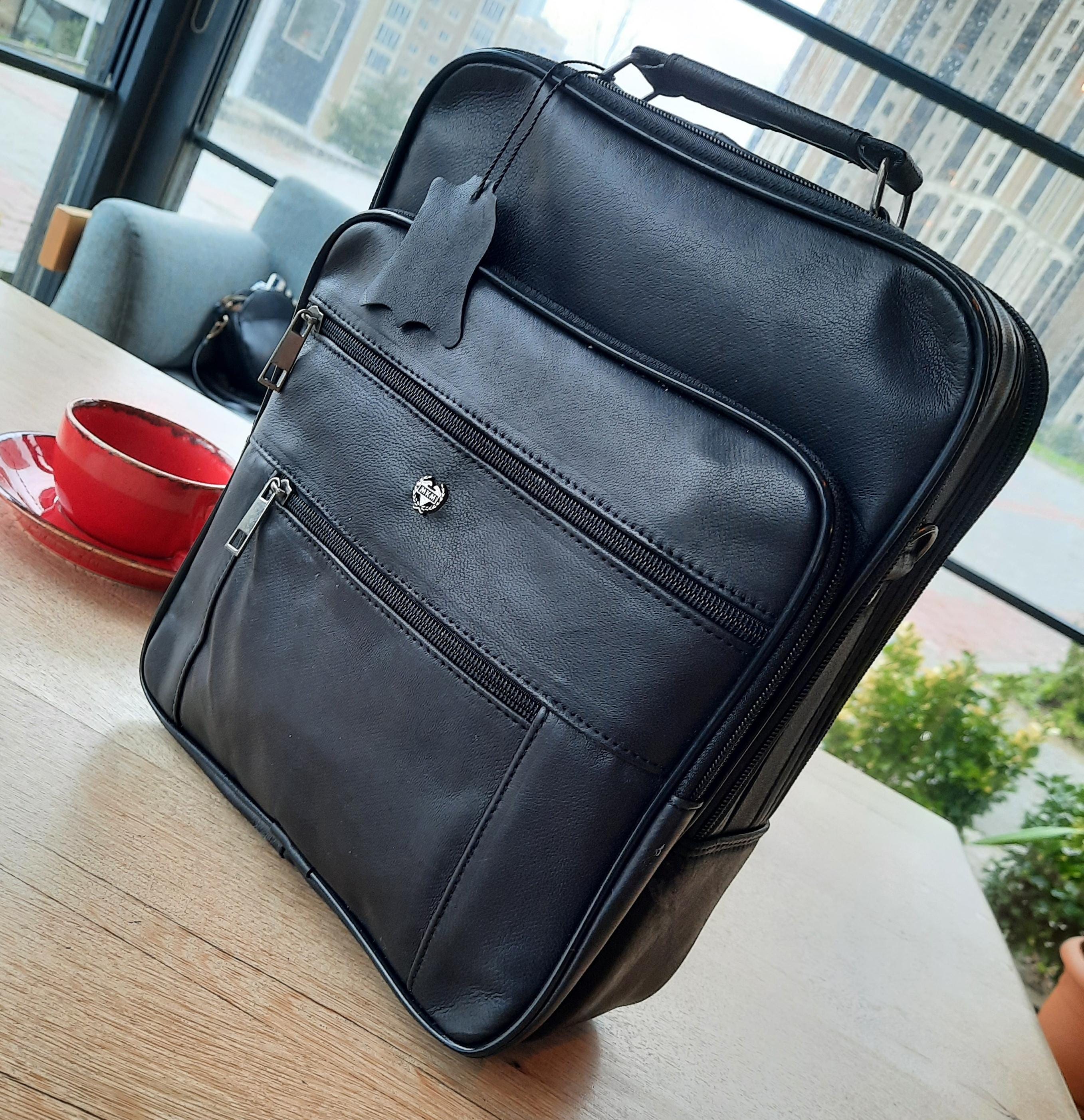 Gepersonaliseerde leren tas: converteerbare aktetas Messenger