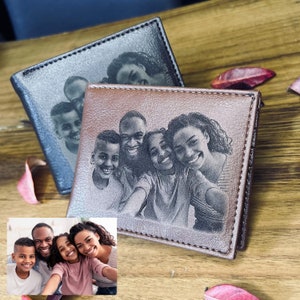 PERSONALISIERTE Brieftasche mit Foto - Brieftasche aus veganem Leder - Herren-Geldbörse mit Gravur - Individuelle Geldbörse für Männer - Geschenk für Ehemann - Geburtstagsgeschenk