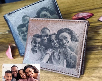 Porte-monnaie photo personnalisé - portefeuille pour homme en cuir végétalien - portefeuille pour homme gravé - portefeuille personnalisé pour homme - cadeau pour homme