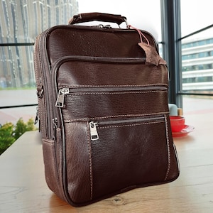REGALO PERSONALIZADO PARA HOMBRES, Bolso marrón de piel auténtica, Bolso bandolera, Bolso de hombro, Bolso tipo cartera, Bolso de mensajero, Bolso grande, Regalo para padre