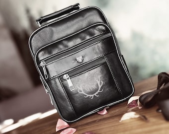 Personalized Leather Messenger Man Bag / Handmade Crossbody Satchel / Monogrammed Handbag