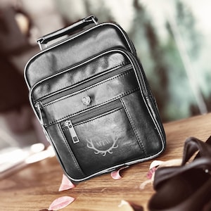 Sac à bandoulière personnalisé - Sac pour homme en cuir véritable - Sac à bandoulière - Sac messager - Cadeau d'anniversaire - Cadeau pour petit ami - Cadeau pour la fête des pères