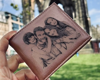 Personalized Wallet for Men / Custom Photo Wallet / Anniversary Gift for Him / Picture Engraved Wallet / Gift for Husband