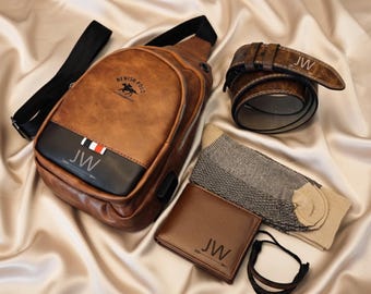 Personalized Men's Crossbody Bag, Groomsmen Gifts, Anniversary Gift for Him, Present for Teen Boy