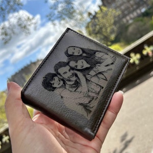 Vegan Leather Photo Wallet For Men - Engraved Mens Wallet - Custom Wallet For Men - Unique Gift For Men - Gift For Boyfriend