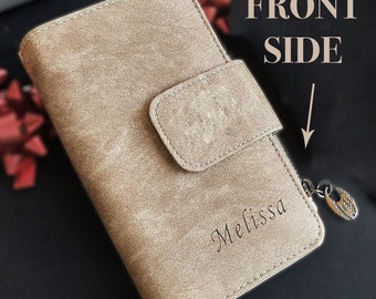 PERSONALIZED Woman Wallet, Gift for Mother , Engraved Vegan Leather Wallet, Gift For Girlfriend