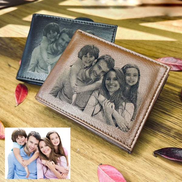 PERSONALIZED Photo Engraved Custom Handwriting Mens Wallet - Custom Wallet For Men - Gift for Boyfriend