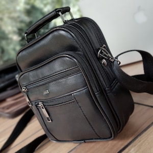 Sac homme en cuir personnalisé, sac bandoulière, sac à bandoulière, sac cartable, sac messager, petit sac, cadeau de père fait main