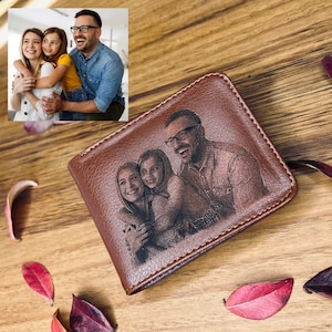 Personalisierte Brieftasche für Ihn / Männer Brieftasche mit Gravur / Benutzerdefinierte Herren Brieftasche / Münztasche Brieftasche / Geschenk für Ehemann / Benutzerdefiniertes Foto Geschenk