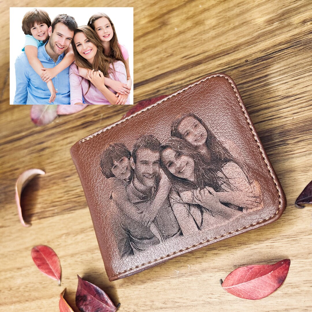Photo & Message Men’s Wallet - Custom Engraved Billfold With Coin ...