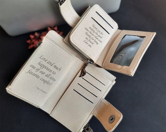Engraved Photo Vegan Leather Wallet, Personalized Women's Gift