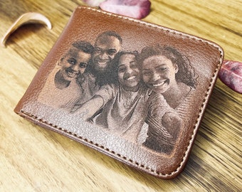 Cadeau unique pour papa - portefeuille photo gravé pour homme - portefeuille gravé pour homme - portefeuille personnalisé pour lui - cadeau petit ami