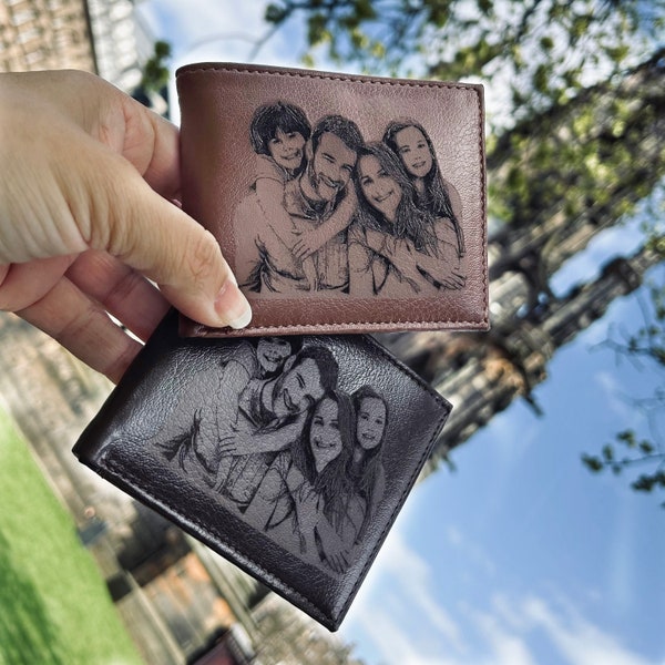 Personalized Photo Wallet For Men, Engraved Mens Wallet, Custom Wallet For Men, Gift for Boyfriend, Gift For Dad