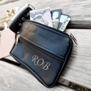 PERSONALISIERTE Ledertasche, Benutzerdefinierte Geldbörse, Wechselgeldtasche, Kreditkarten- und Bargeldhalter, Schlüsselanhänger, Schlüsselring-Etui, kleines Geburtstagsgeschenk