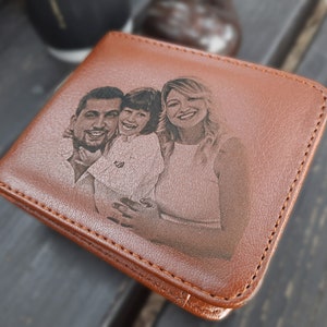 Cartera con foto para hombre - Cartera para hombre grabada - Cartera personalizada para hombre - Regalo personalizado para el marido - Regalo de aniversario para el marido