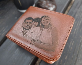 Photo Wallet For Man - Engraved Mens Wallet - Custom Wallet For Men - Personalized Gift for Husband