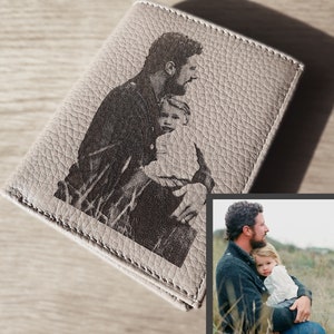 Portefeuille photo en cuir pour homme - Portefeuille photo gravé - Cadeau pour petit ami - Portefeuille homme personnalisé - Porte-monnaie photo personnalisé - Cadeau d'anniversaire