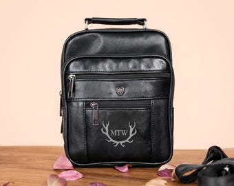 Genuine Leather Sling Bag for Men / Personalized Crossbody Travel Purse / Gift for Him
