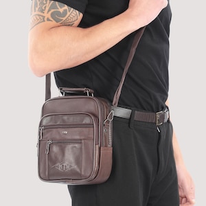 PERSONNALISÉ Sac à bandoulière pour homme en cuir véritable / Sac à bandoulière gravé / Sac cartable / Sac messager pour homme en cuir pour homme