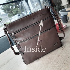 Sac pour femme en cuir extensible PERSONNALISÉ / Sac à bandoulière en cuir véritable souple à soufflet / Sac à main réglable pour femme / Cadeau pour petite amie