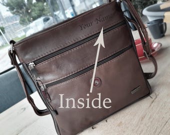 Personalized Leather Crossbody Bag for Her - Adjustable Gusseted Women's Purse