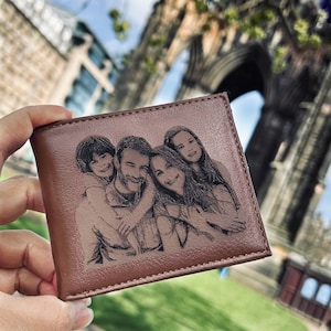 Cartera con foto grabada personalizada para hombre - Cartera personalizada para hombre - Regalo de cumpleaños para él - Regalo único para novio - Regalo de aniversario