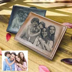 Billetera con foto personalizada para hombre, regalo único para padre, billetera para hombre grabada, billetera personalizada para hombre, regalo para papá, billetera personalizada para padre