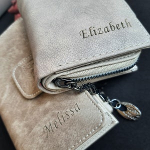 GRAVIERTE FOTO Frauen Brieftasche, Geheime Nachricht Freundin Geschenk, Lange Brieftasche, Individuell gravierte, Kreditkartenhalter, Foto Damen Geldbörse