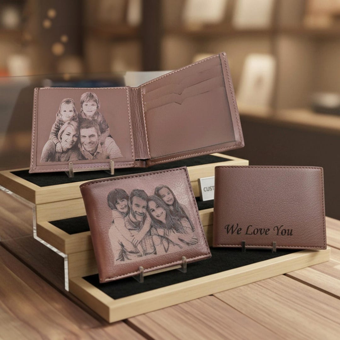 Custom Photo Engraved Men's Wallet With Note - Memorial Gift for for ...