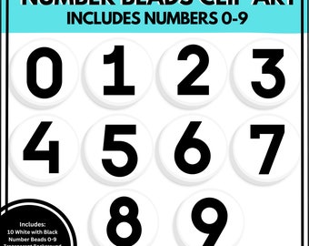 Schwarze und weiße Zahl Perlen Clip Art digitaler Download, PNG
