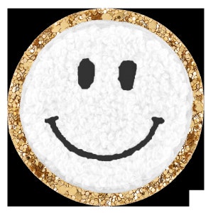 Mehrfarbiges Smiley-Gesicht mit schwarzem Lächeln / Augen Varsity Patches Clip Art Bild 9