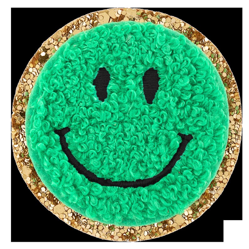 Mehrfarbiges Smiley-Gesicht mit schwarzem Lächeln / Augen Varsity Patches Clip Art Bild 5